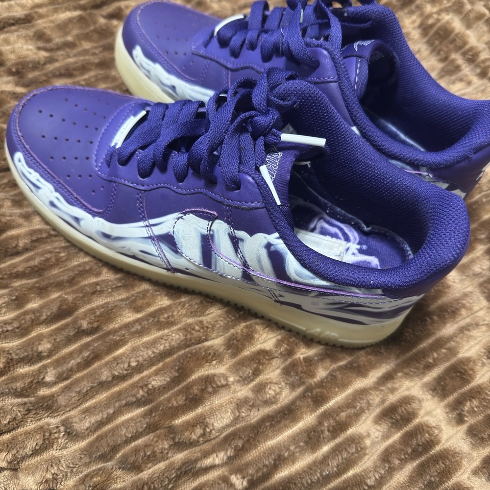 Nike air forces low purple skeleton